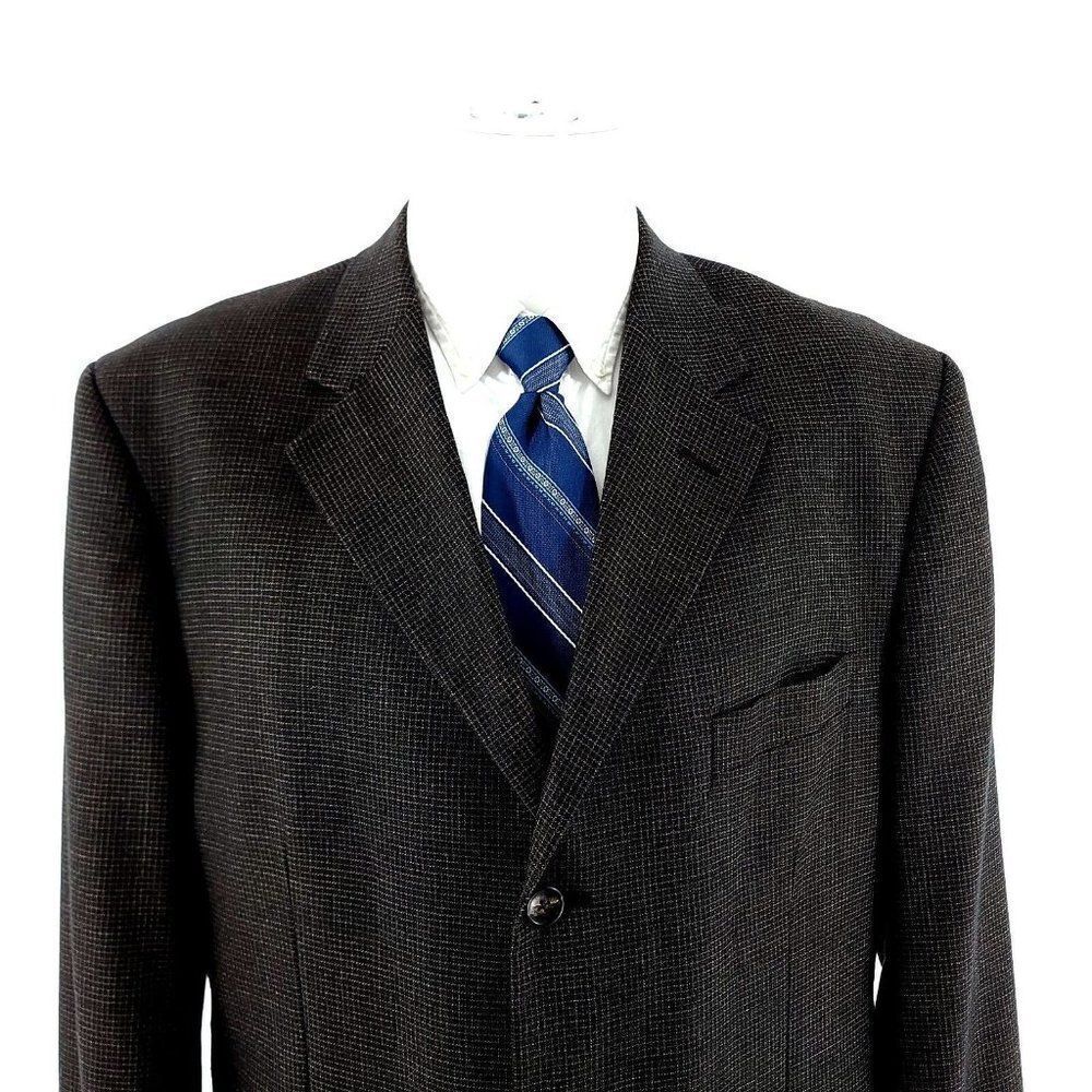 Pronto Uomo Lanificio Galtes Wool 3 Button Sport Coat 42R Blue‎ Tan Check